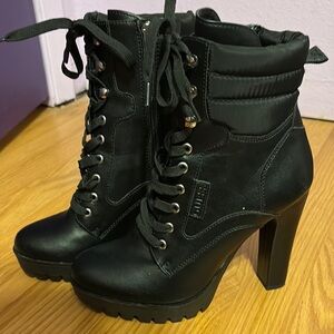 Black Lace-Up Ankle Boots